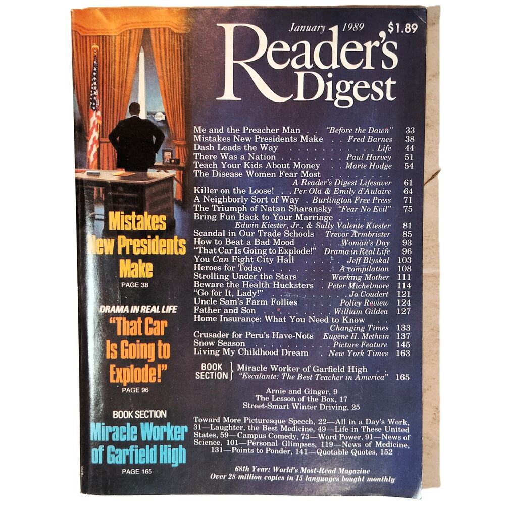 Vintage Reader's Digest January 1989 Magazine Mistakes New Presidents Make